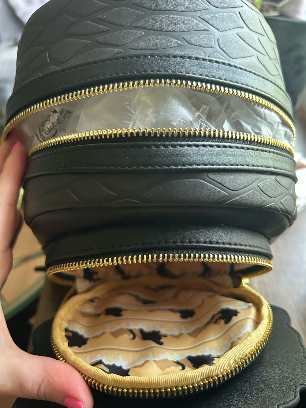 Loungefly Black Godzilla Face Backpack with Yellow and Cream Accents - Picture 3 of 6